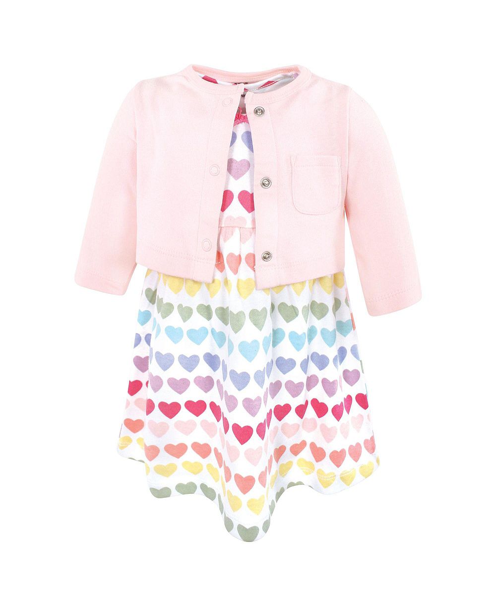 Hudson Baby комплект из платья и кардигана для девочек 0-24M из хлопка Cascading Hearts