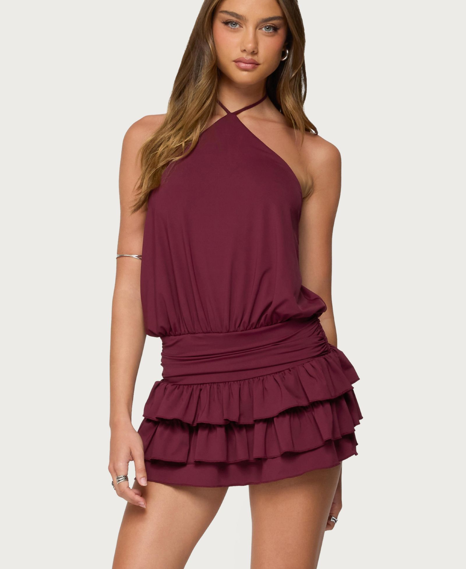 Edikted Women's Fontella Ruffled Halter Neck Romper