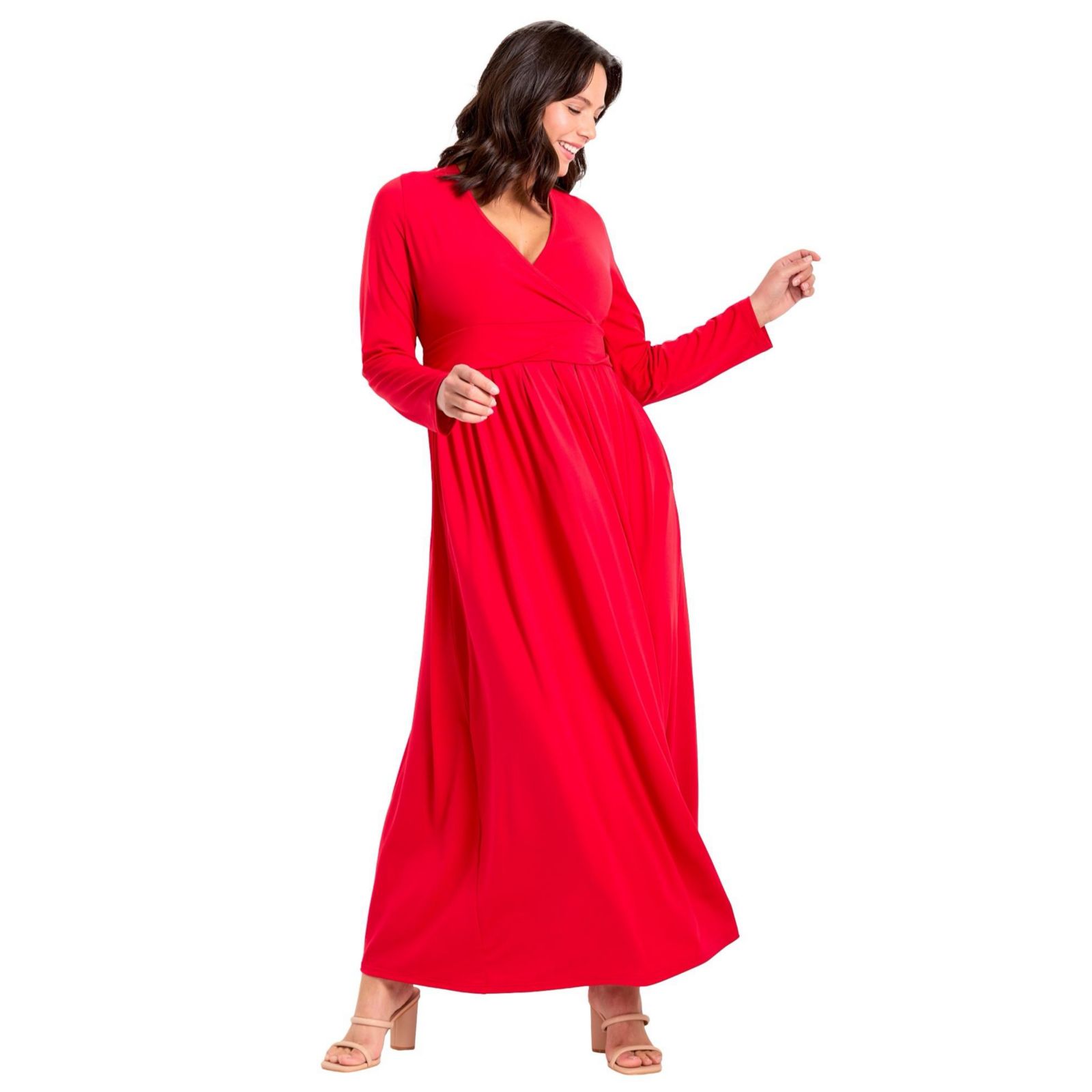 Avenue Women's Plus Size Faux Wrap Flare Maxi Dress