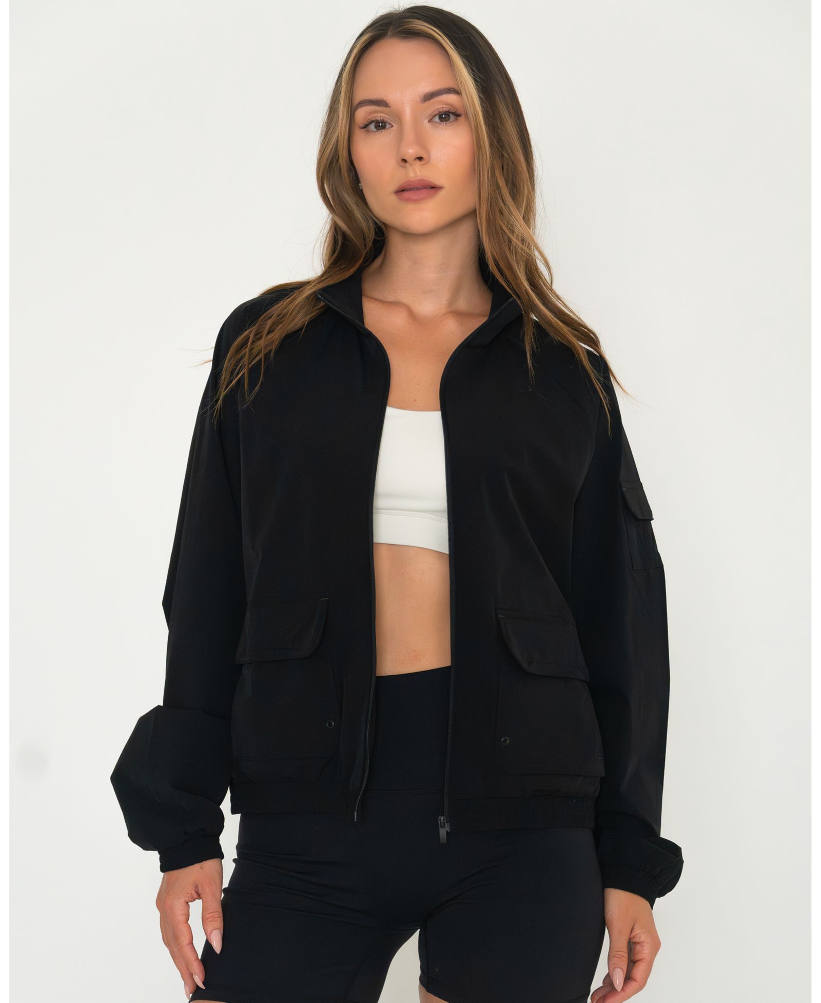 Rebody Active Women's Cargo Nylon Windbreaker Jacket