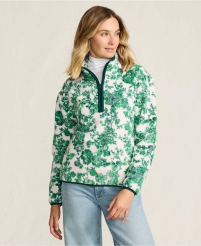 Lands' End Women's Print Half Zip Cozy High Pile Fleece Pullover