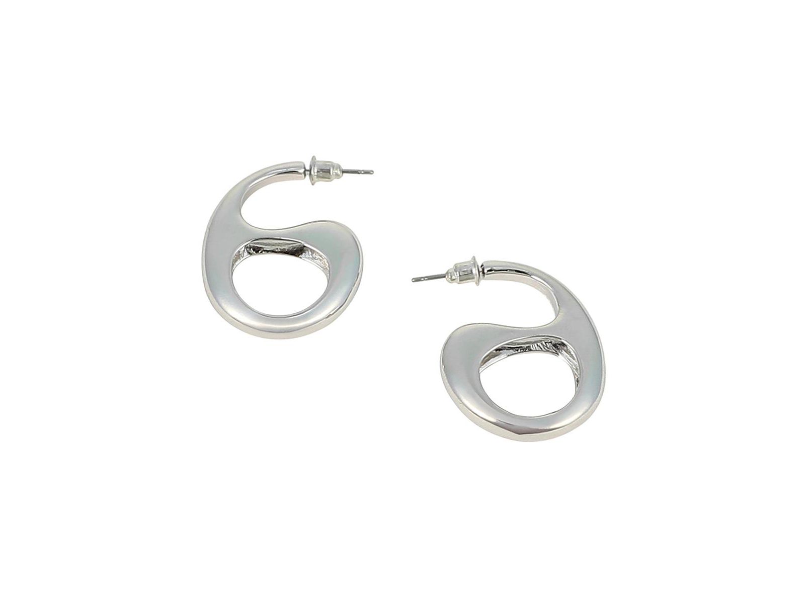 SOHI Women's Chrome The Mid-Gloss Bolt Hoop Earrings