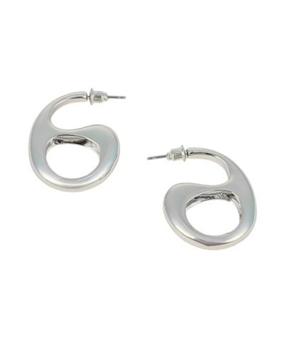 SOHI Women's Chrome The Mid-Gloss Bolt Hoop Earrings