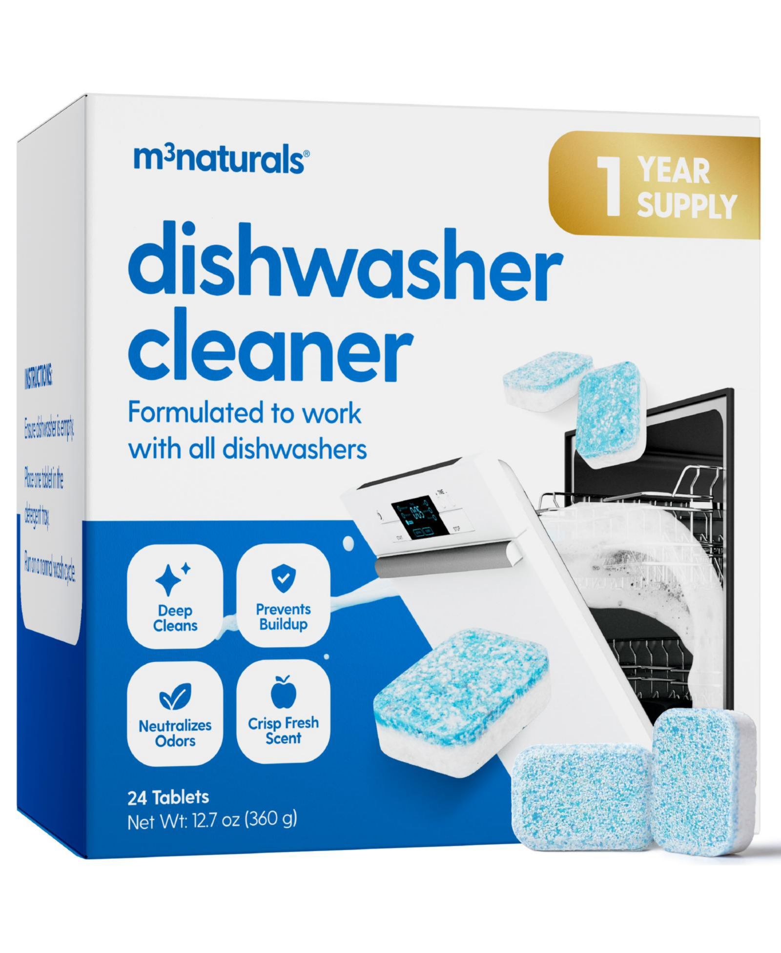 M3 Naturals Dishwasher Cleaner, Apple , 24ct