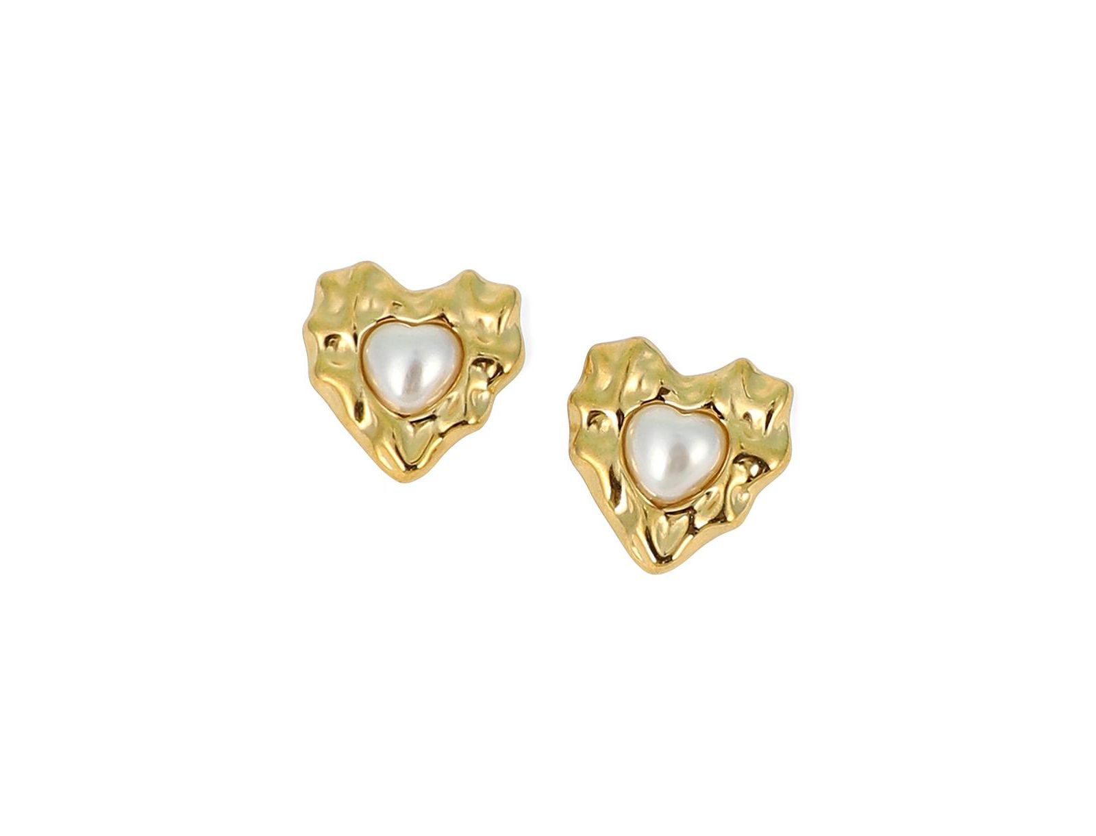 SOHI Gold Bordeaux Coeur Stud Earrings