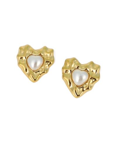 SOHI Gold Bordeaux Coeur Stud Earrings