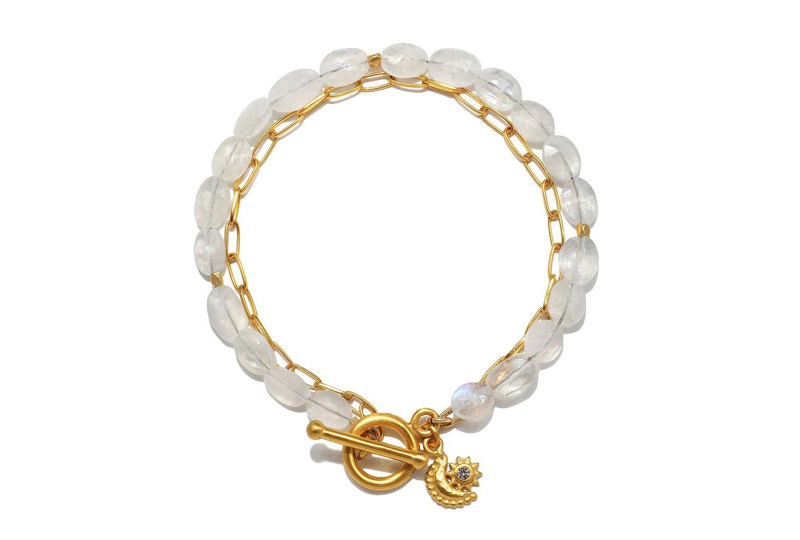 Satya Jewelry Moonstone Goddess Wisdom Chain Toggle Bracelet