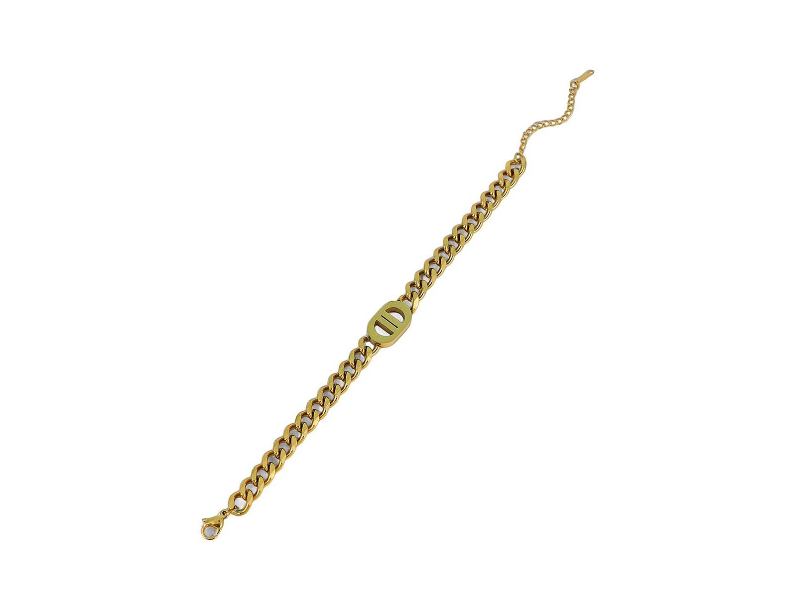 SOHI Gold Curved-Link Chain Bracelet