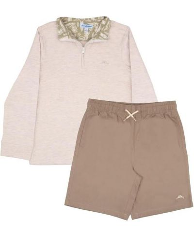 Tommy Bahama Boys Long Sleeve Quarter Zip Shirt and Short Outfit Set