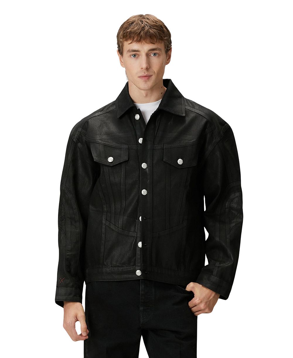 PCFG Men's Shiny Coated Denim Jacket