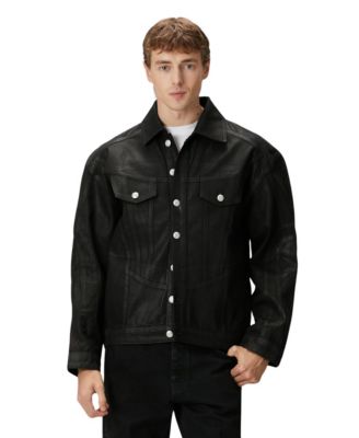 PCFG Men's Shiny Coated Denim Jacket