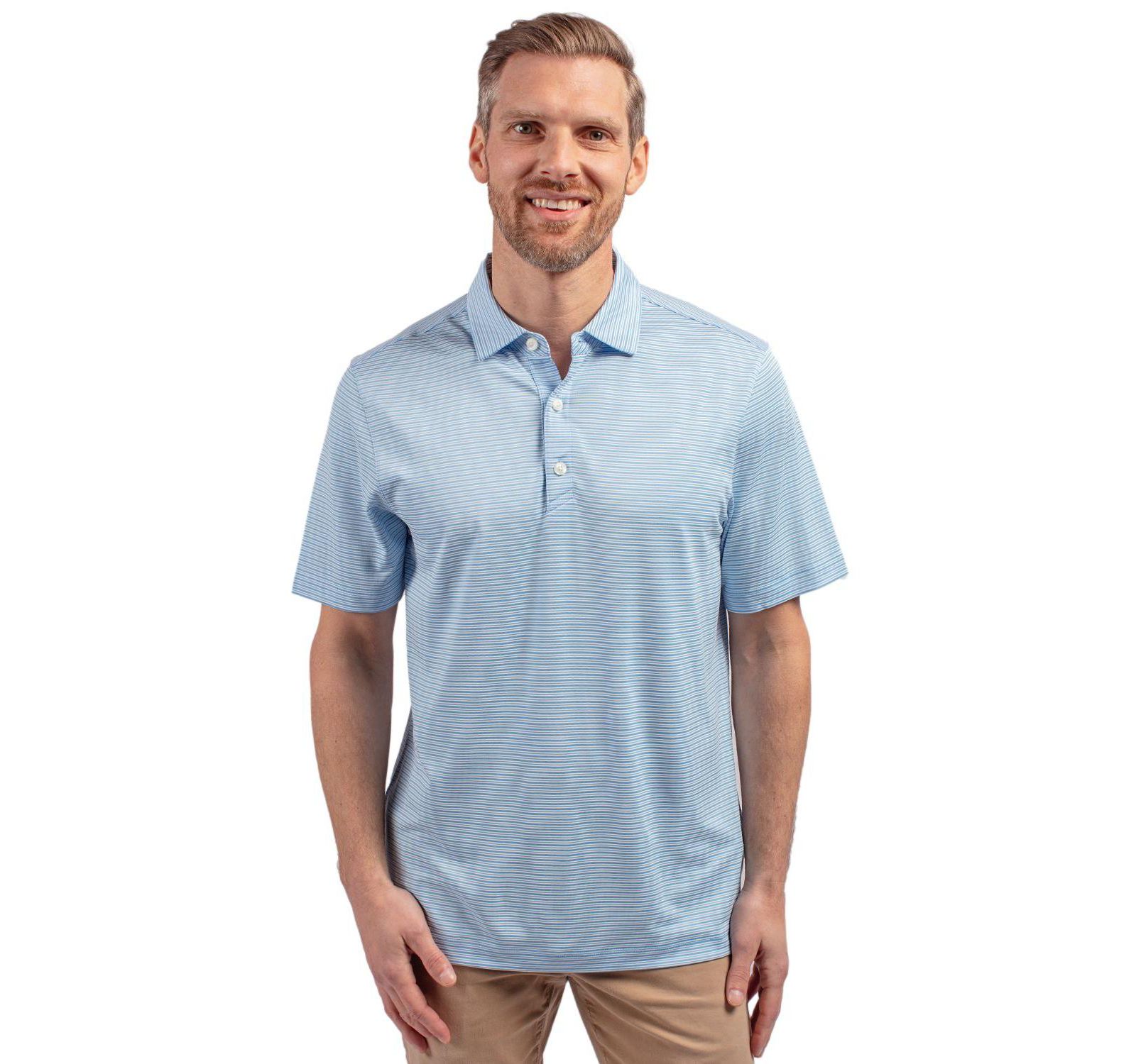 Мужская рубашка-поло Cutter & Buck Forge Eco Double Stripe Stretch Recycled