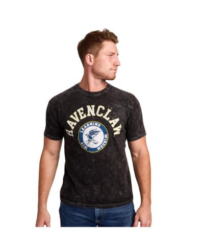 Harry Potter Men's Ravenclaw Varsity Black Vintage Mineral Wash Crew Neck Short Sleeve T-shirt