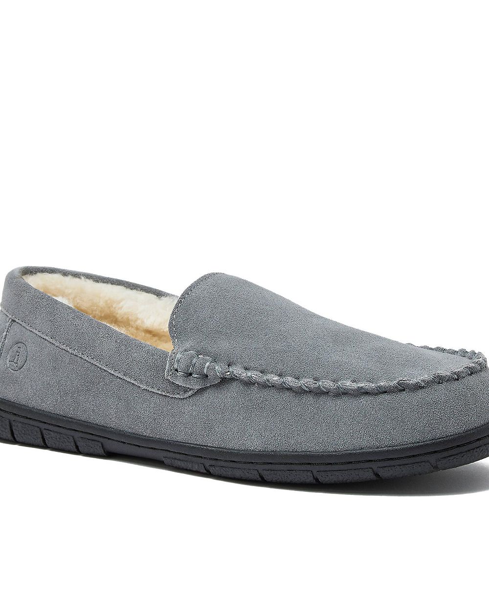 Lands' End Men's Fuzzy Lined Suede Moccasin Slippers