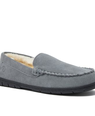 Lands' End Men's Fuzzy Lined Suede Moccasin Slippers