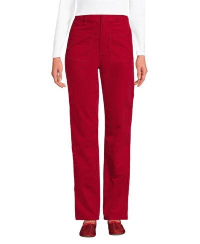 Брюки Lands' End Petite из вельвета с высокой посадкой, прямые