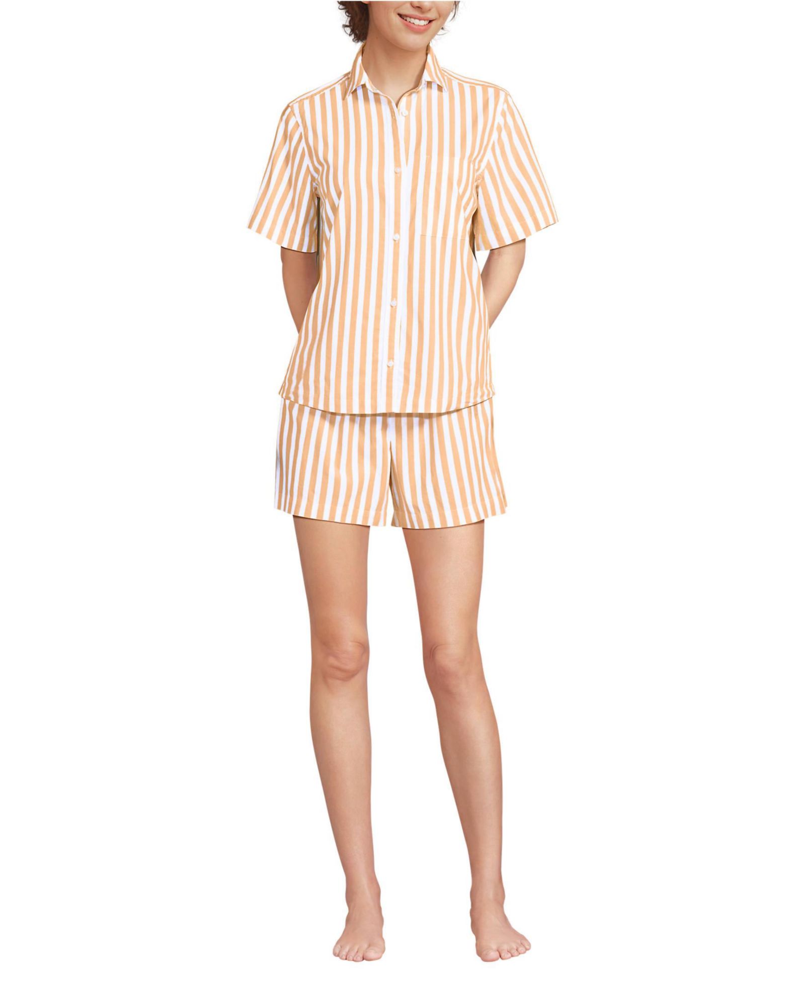 Женский комплект пижамы Lands' End Poplin: рубашка с коротким рукавом и шорты