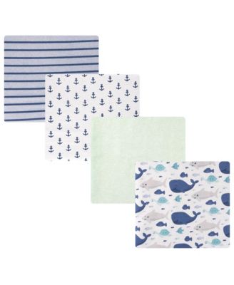 Набор из 4 хлопковых фланелевых одеял Hudson Baby Cotton Flannel Sea Friends