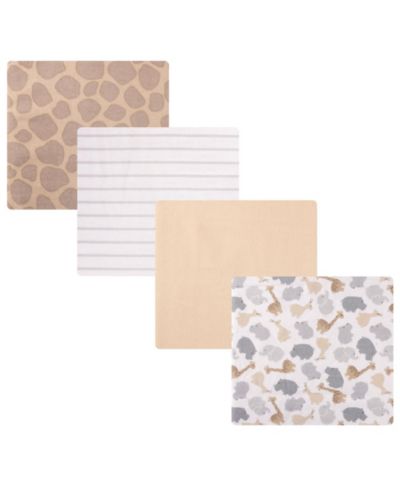 Набор фланелевых детских одеял Hudson Baby Cotton, 4 шт., Safari Friends, One Size