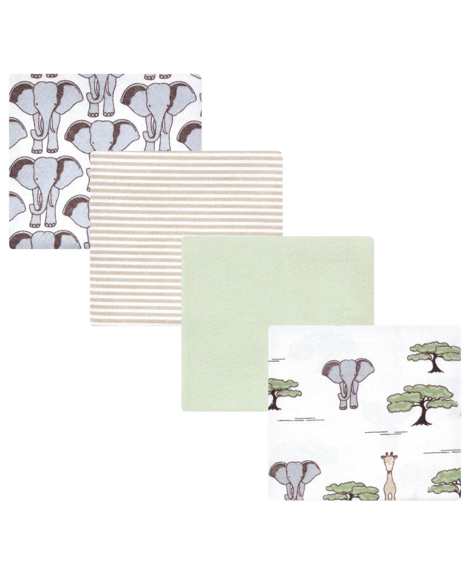 Hudson Baby Cotton Flannel Receiving Blankets 4-Pack, Wild Safari Adventures , One Size