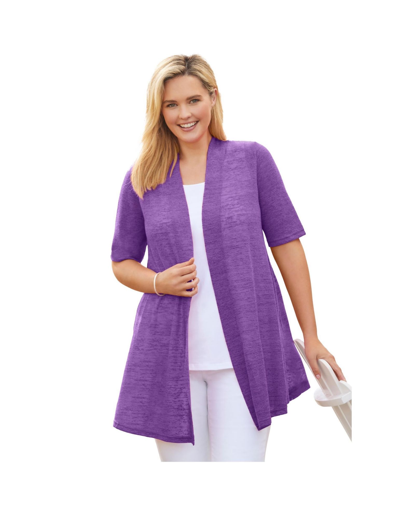 Woman Within Women's Within Lightweight Open Front Cardigan Sweater
