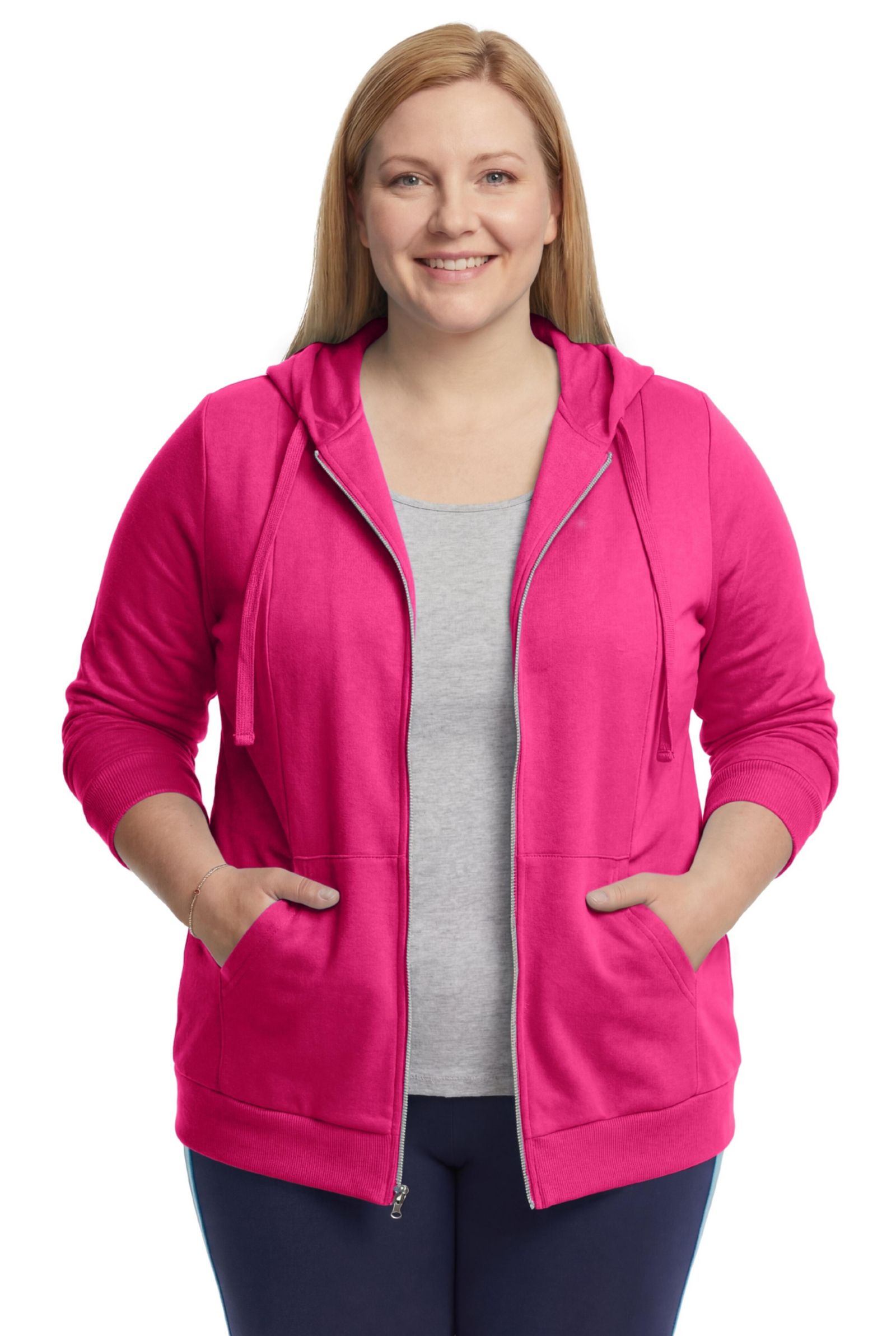 Woman Within Women's Within Zip Front Tunic Hoodie Jacket