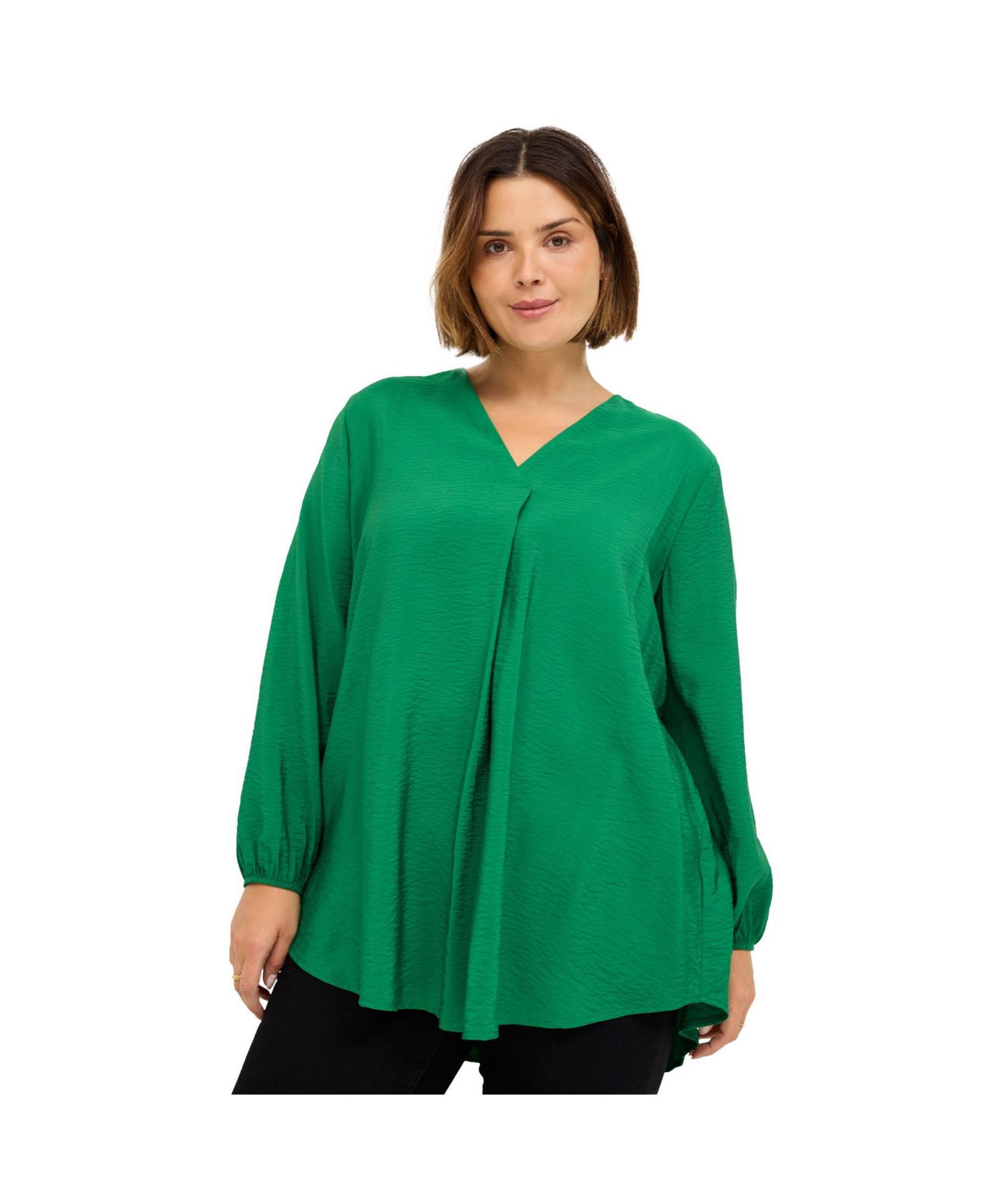 ellos Women's Long Sleeve Inverted Pleat Tunic