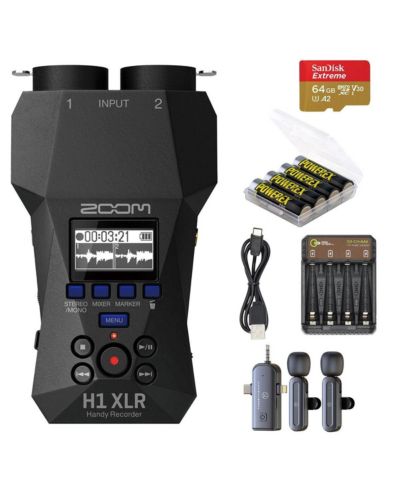 Zoom H1 XLR 32-Bit Float Handy Recorder, Bundle with Accessory Kit