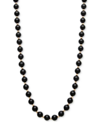 Onyx Bead Necklace (8mm) in 10k Gold
