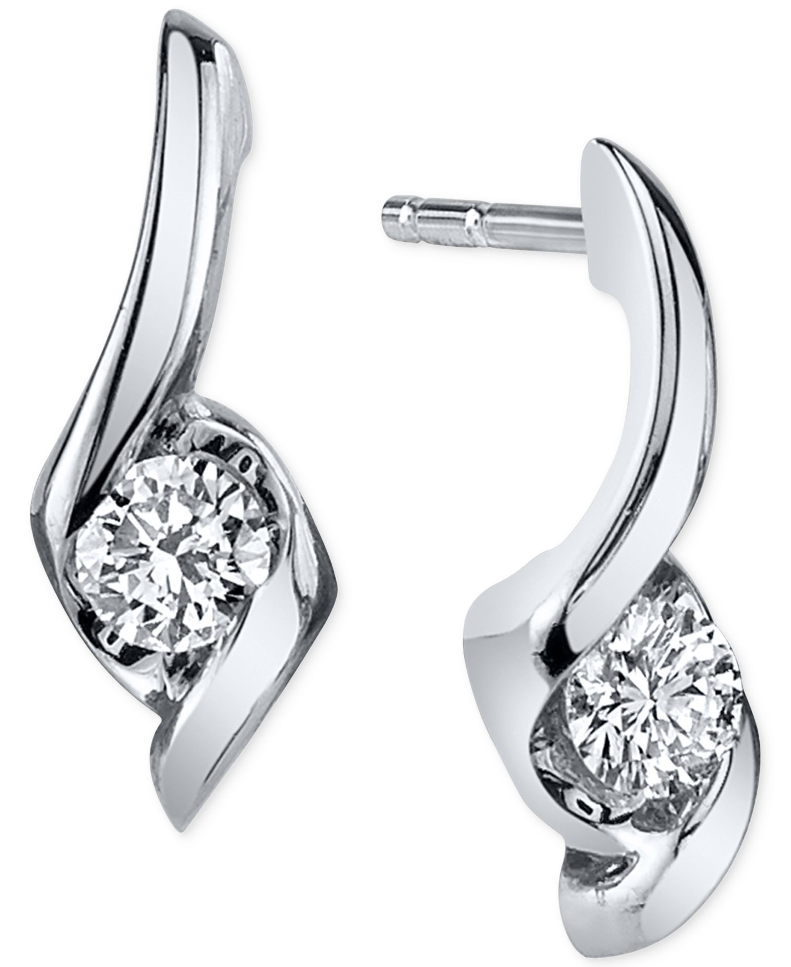 Серьги-подвески Sirena Diamond Twist (1/8 ct. t.w.) из белого золота 14k