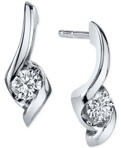 Серьги-подвески Sirena Diamond Twist (1/8 ct. t.w.) из белого золота 14k