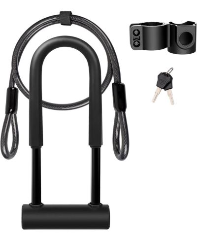 BATFOX Heavy Duty Bicycle U-Lock, 16mm Shackle and 4ft/6ft Security Cable & Mounting Bracket for Bike, Motorcycle