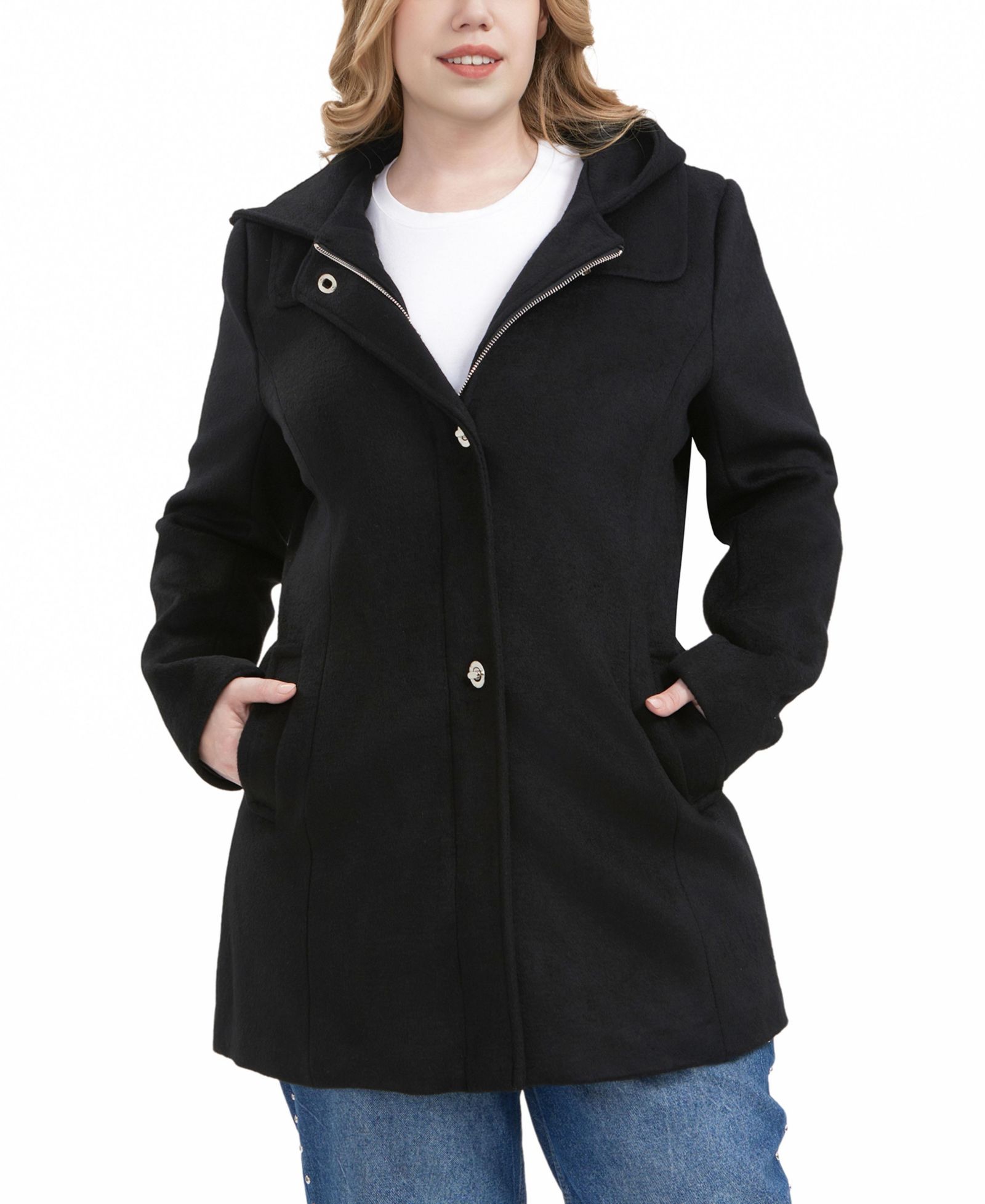 Пальто BGSD Plus Size Hooded Wool Blend