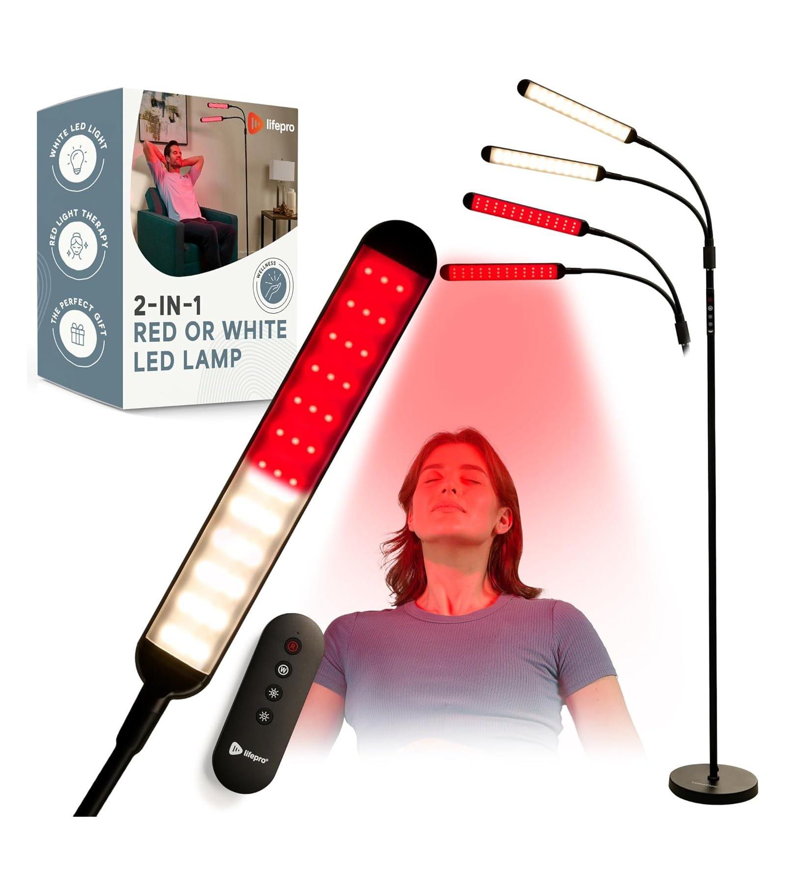 Lifepro Near Infrared & Red Light Therapy Lamp - 216 LEDs, Dual Head 660nm & 850nm, Adjustable for Skin Health, Pain Relief & Circulation at Home