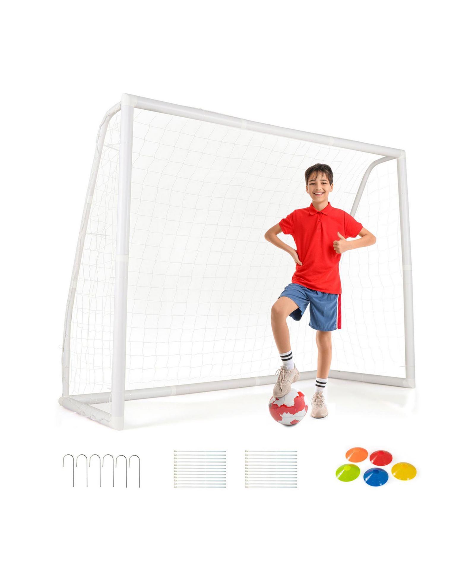 Спортивные ворота для футбола SUGIFT 8' x 6' с конусами и колышками