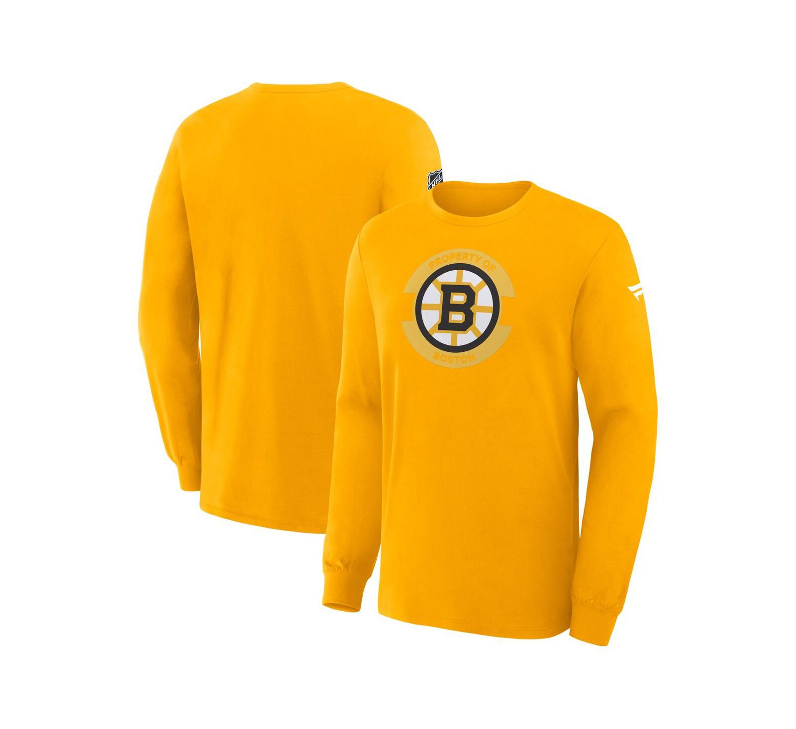 Мужская футболка Fanatics Gold Boston Bruins Authentic Pro Property Of Practice Long Sleeve