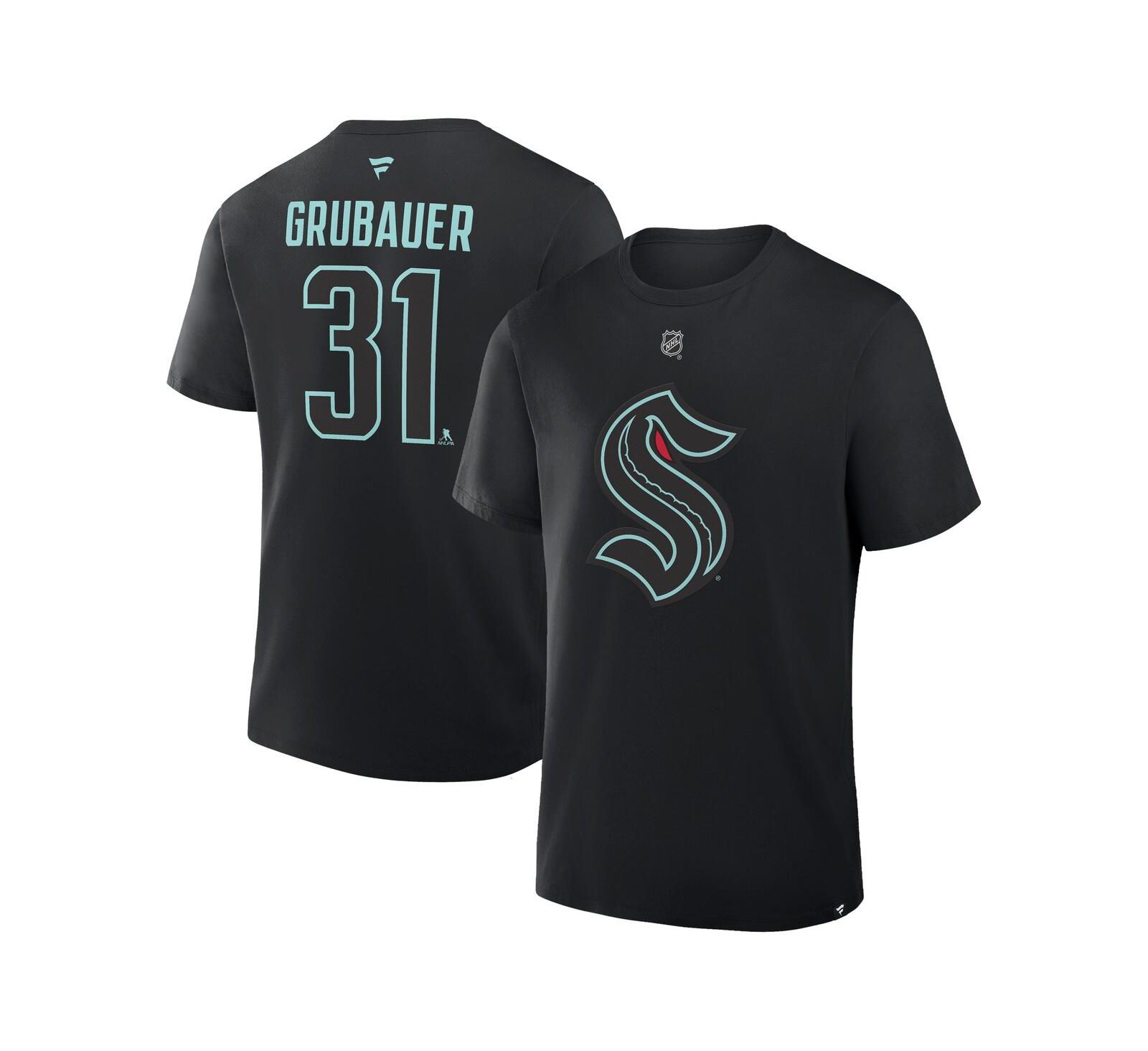 Мужская футболка Fanatics Philipp Grubauer Black Seattle Kraken Authentic Stack Name & Number