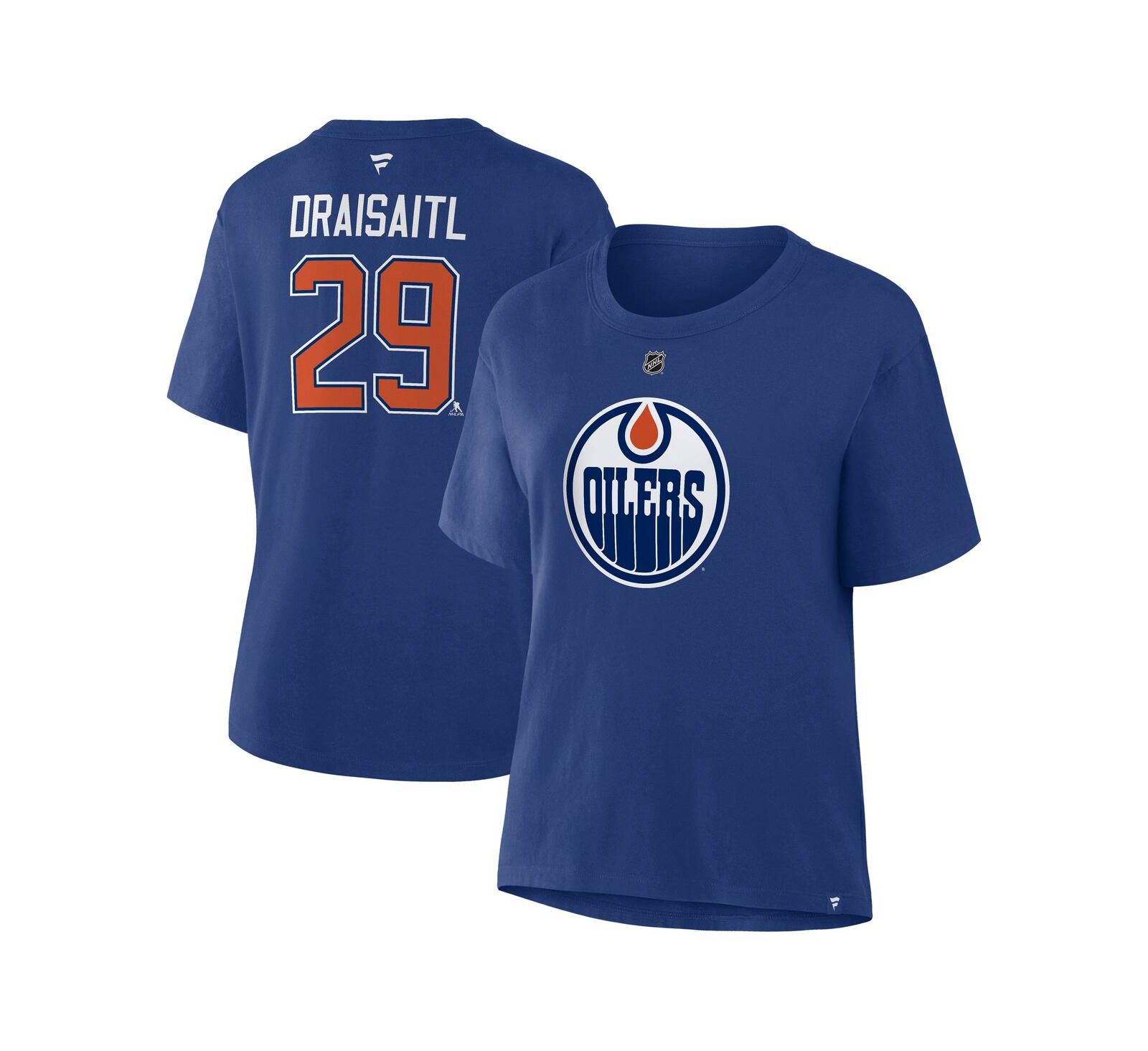 Женская футболка Fanatics Leon Draisaitl Edmonton Oilers, королевский синий