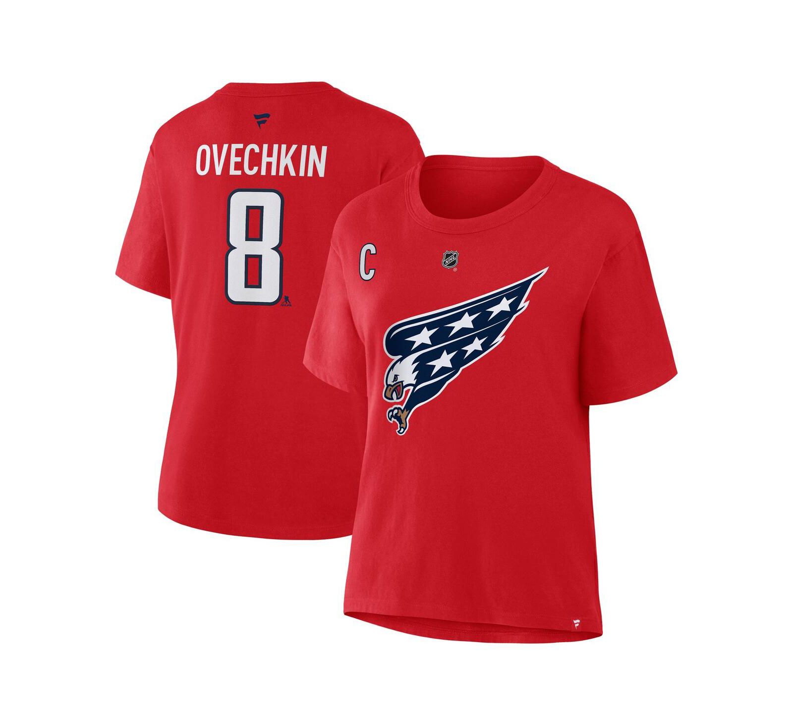 Женская футболка Fanatics Alexander Ovechkin Red Washington Capitals Authentic Stack Name & Number