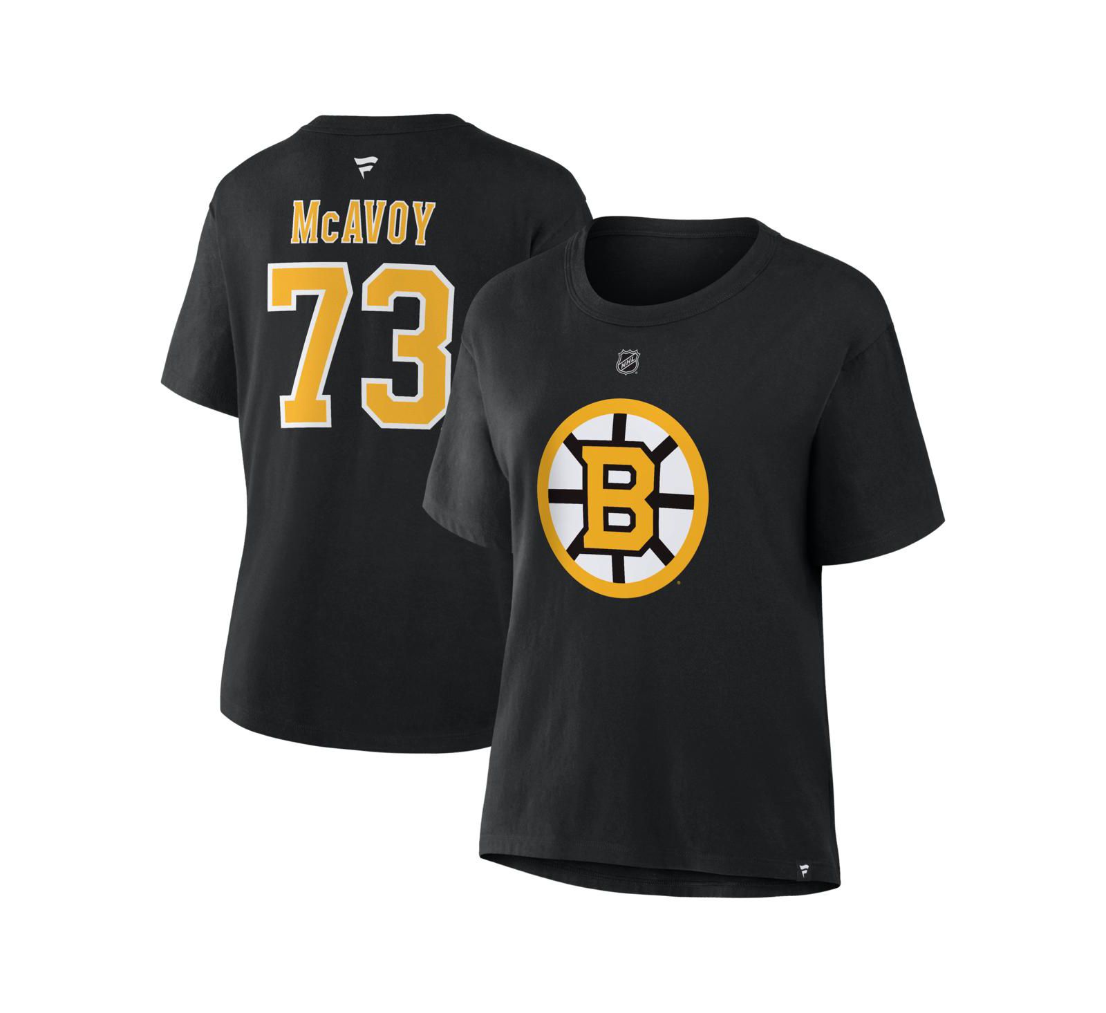 Женская футболка Fanatics Charlie McAvoy Black Boston Bruins Authentic Stack Name & Number