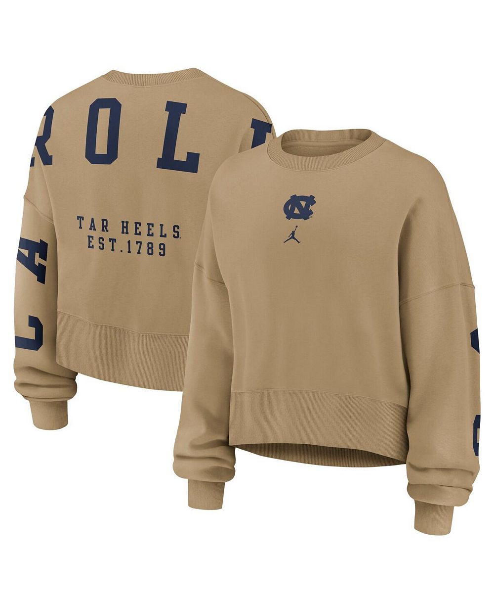 Женское оверсайз худи Jordan Tan North Carolina Tar Heels Phoenix 2-Hit Pullover Sweatshirt