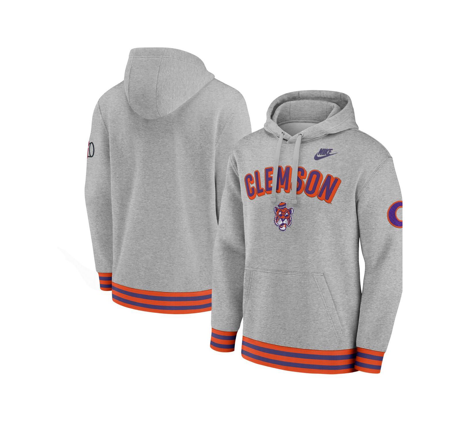 Nike Men's Heather Gray Clemson Tigers Legacy Retro Pullover Hoodie