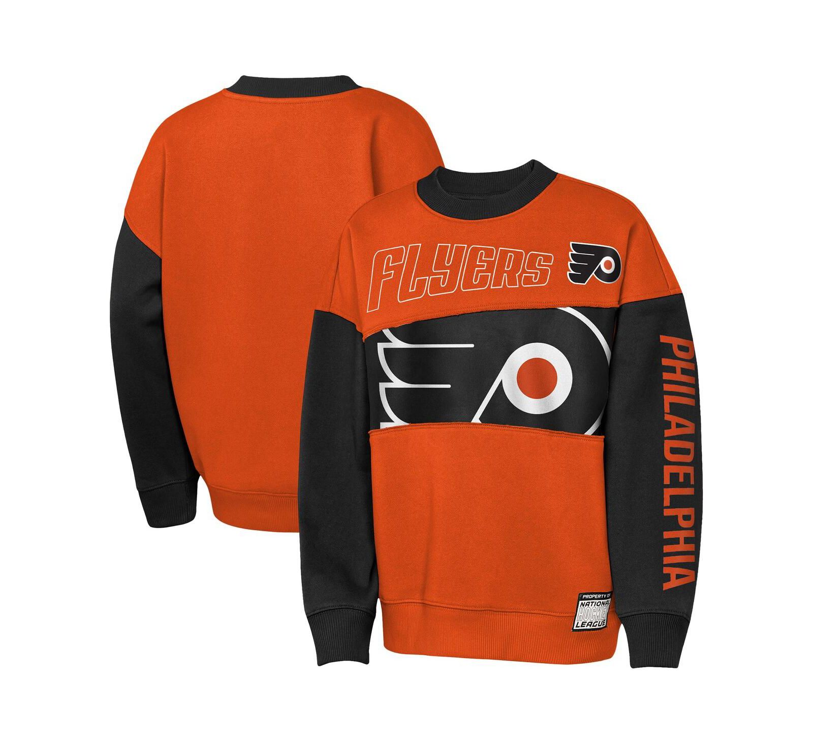 Свитшот Outerstuff Big Boys and Girls Orange/Black Philadelphia Flyers Impact Player