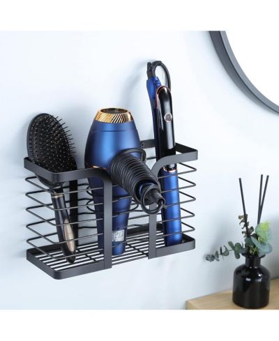 YIGII Hair Dryer Holder & Wall Mount Organizer – Metal Wire Bathroom Rack for Blow Dryer, Flat Iron, Curling Wand & Styling Tools