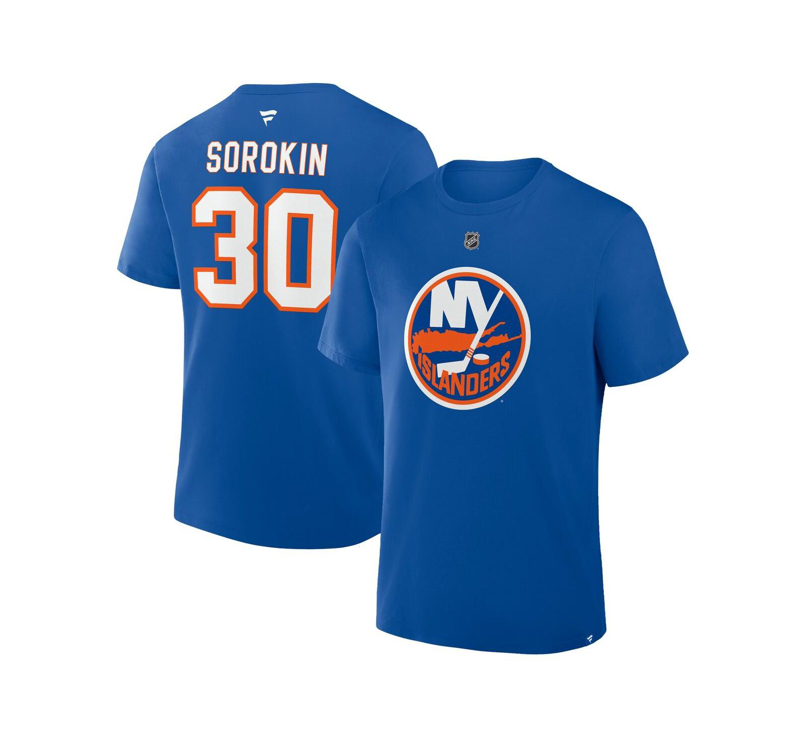 Мужская футболка Fanatics Ilya Sorokin Royal New York Islanders Authentic Stack Name & Number