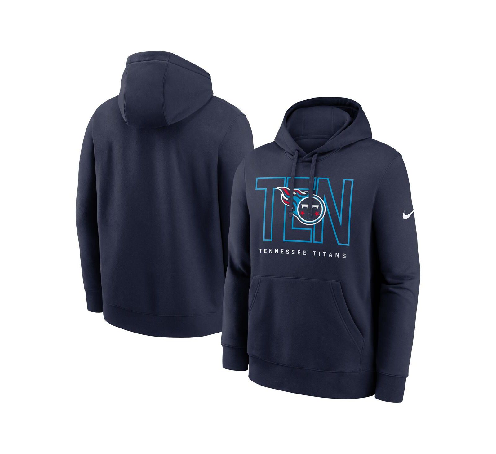 Мужская толстовка-худи Nike Navy Tennessee Titans Busted Play Club Fleece Pullover