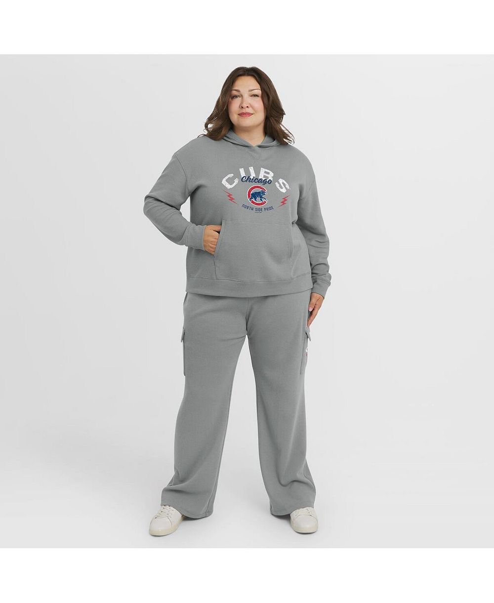 Женский комплект WEAR by Erin Andrews Chicago Cubs Plus Size Waffle-Knit Hoodie & Lounge Pant, серый