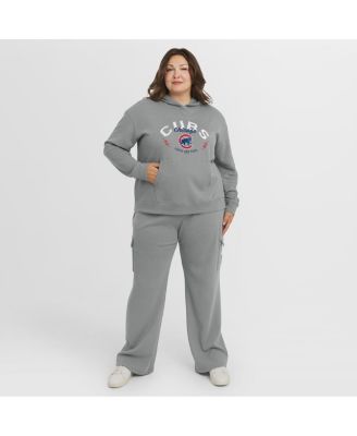 WEAR by Erin Andrews Women's Gray Chicago Cubs Plus Size Waffle-Knit Long-Sleeve Hoodie & Lounge Pant Set