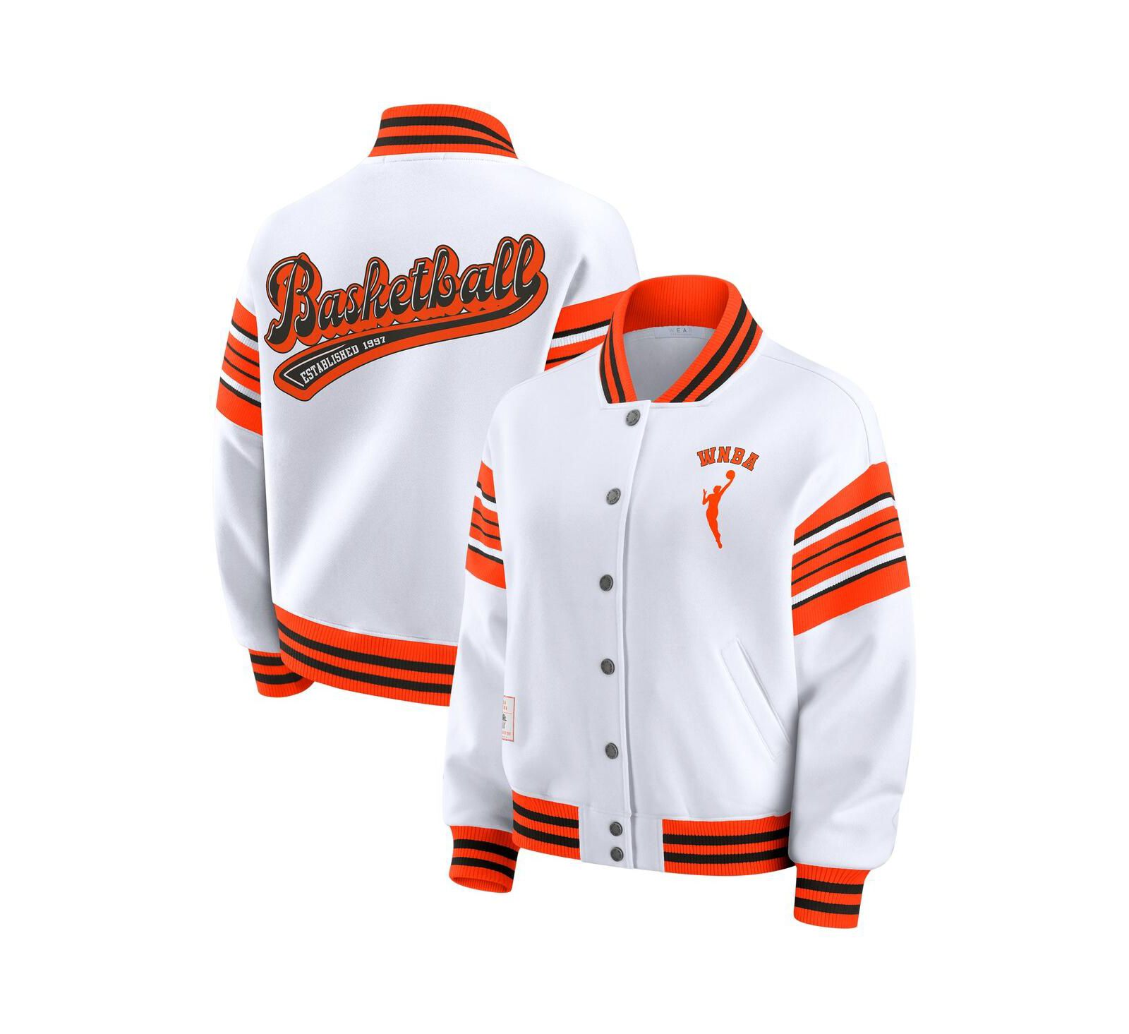 WEAR by Erin Andrews Женская флисовая толстовка-куртка WNBA White/Orange Full-Snap