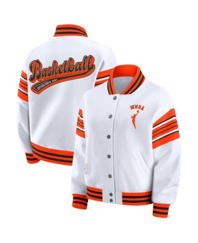 WEAR by Erin Andrews Женская флисовая толстовка-куртка WNBA White/Orange Full-Snap